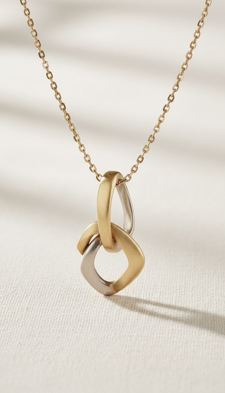 Collana pendente oro satinato su misura
